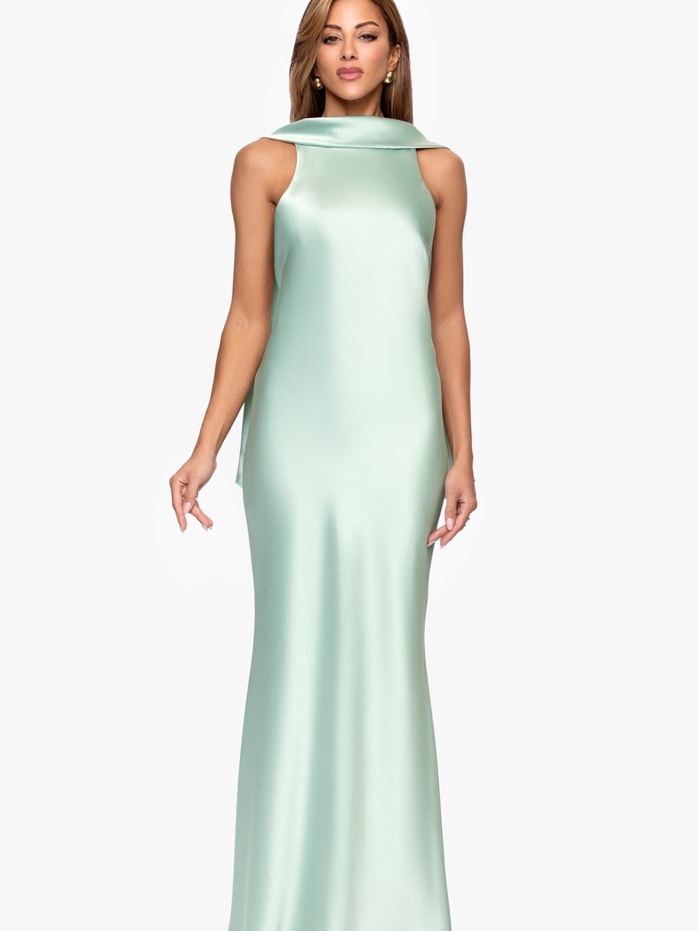 42. Xscape • $317 Mackenzie Satin Back Sash Dress - minor flaw